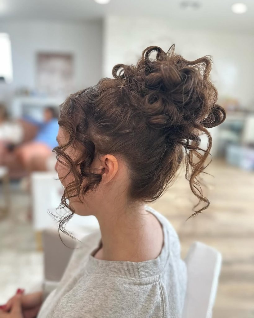 Curly High Bun Hairstyles for Women  – hayhallhair  – 1
