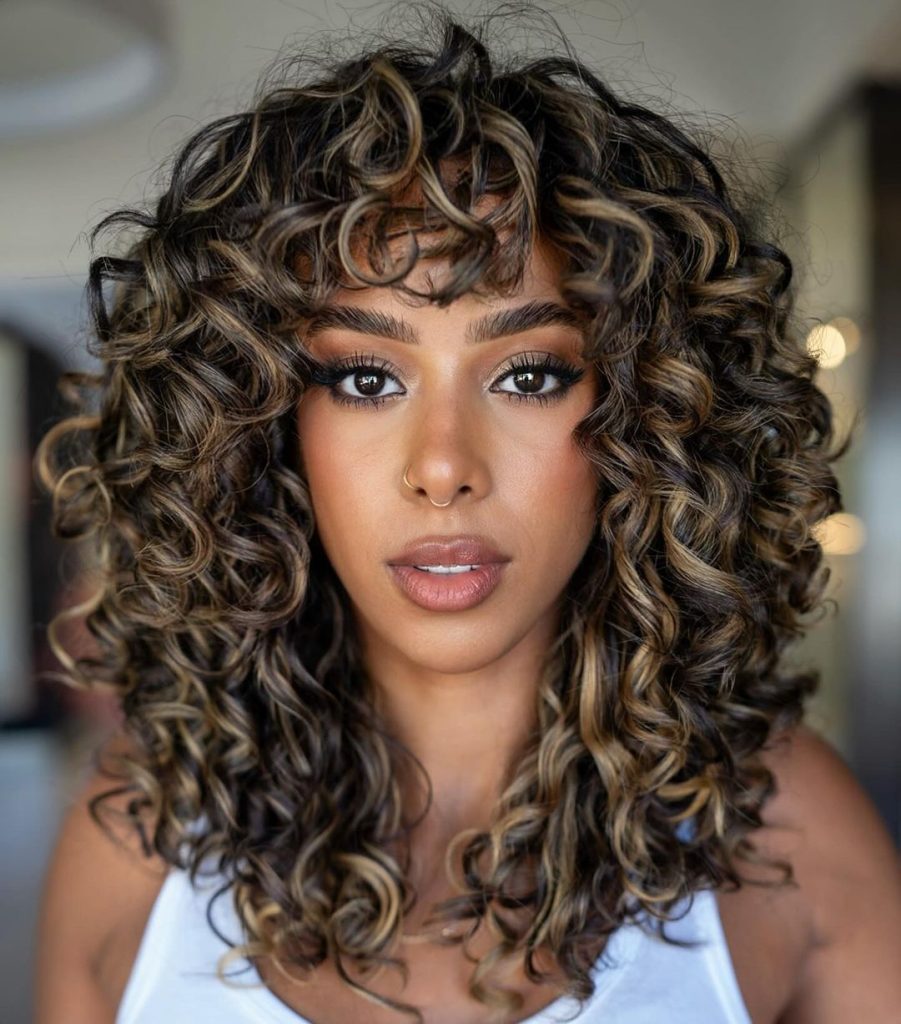 Curly Shag Hairstyles for Medium Length Hair Women  – arcscissors – 1