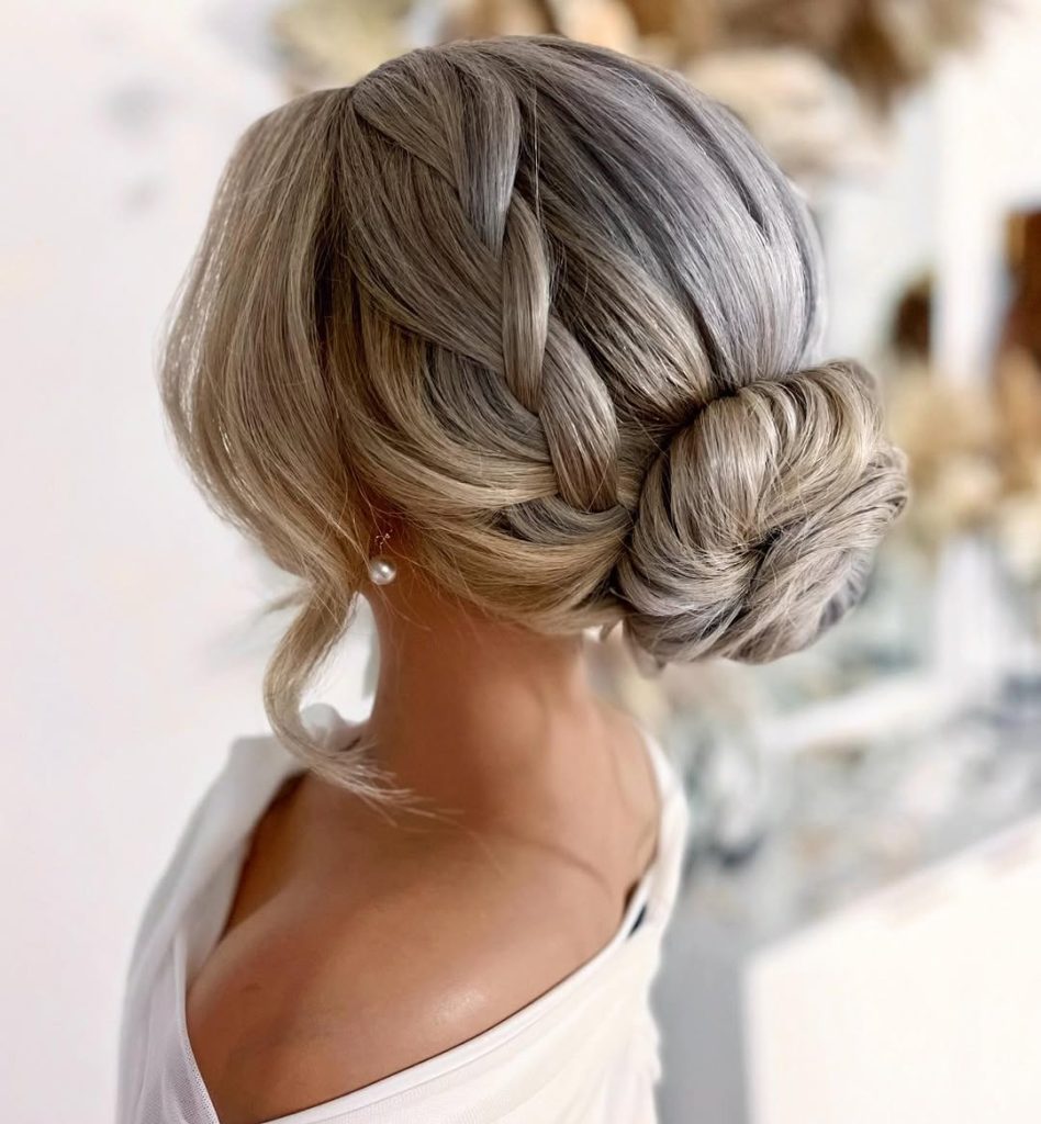 Braided Low Bun Hairstyles for Medium Length Hair Women  – bridalhair_byjessica – 1