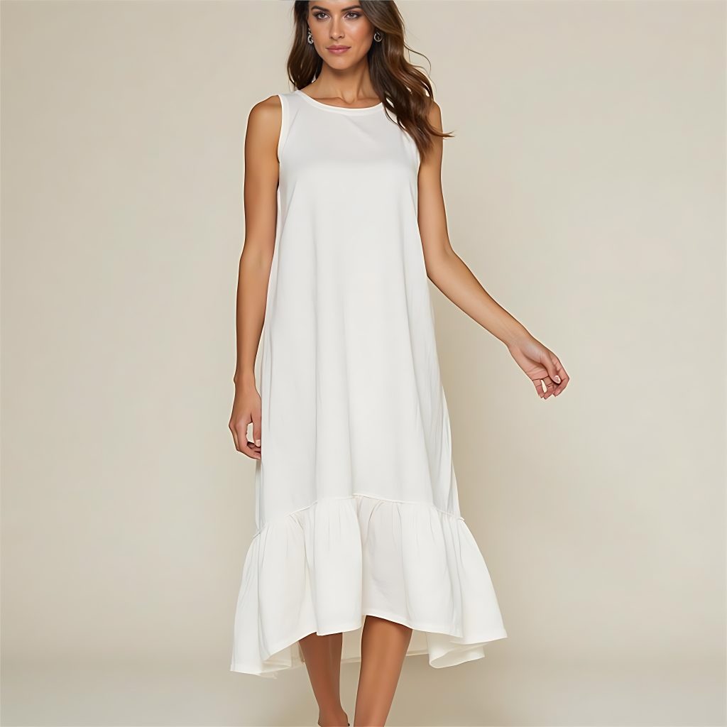 Crinkle Cotton Dress Plain for Western Women_after